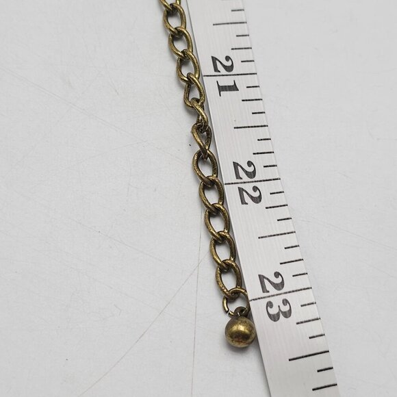 Chico's Vintage Inspired Gold Tone Spiral Medallion Necklace Rhinestones Chain - Picture 9 of 10